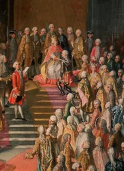 Investituren av Josef II (1741-90), keiser av Tyskland, i Frankfurt domkirke etter kroningen, 1764 (detalj av 67401)